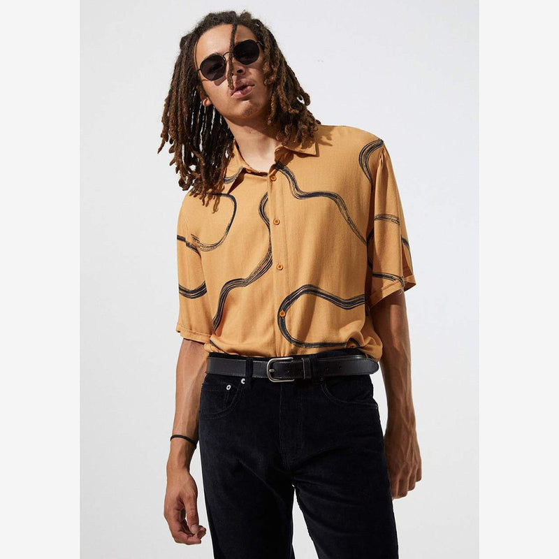 Afends Paradiso Hypnosis Short Sleeve Shirt Honey Yellow