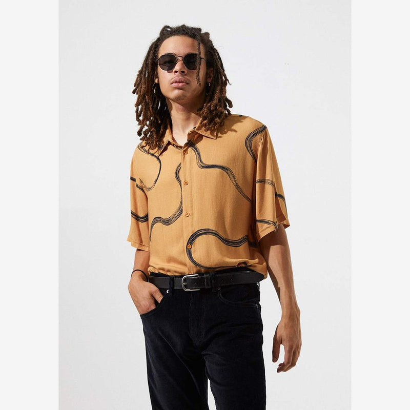 Afends Paradiso Hypnosis Short Sleeve Shirt Honey Yellow