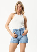 Afends SEVENTY THREE'S- HEMP DENIM HIGH WAISTED SHORTS