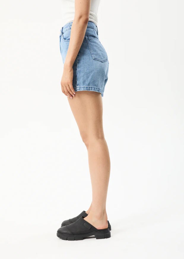 Afends SEVENTY THREE'S- HEMP DENIM HIGH WAISTED SHORTS