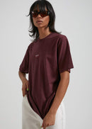 Afends Society Unisex Retro Fit Tee Wine