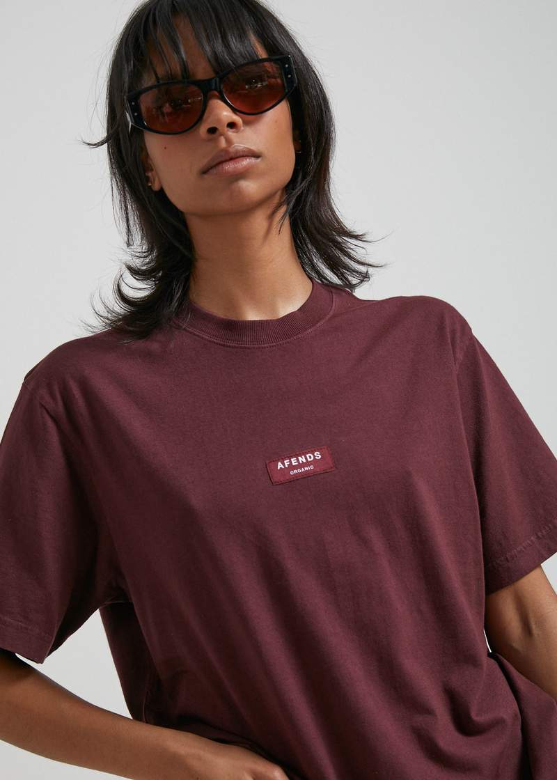 Afends Society Unisex Retro Fit Tee Wine