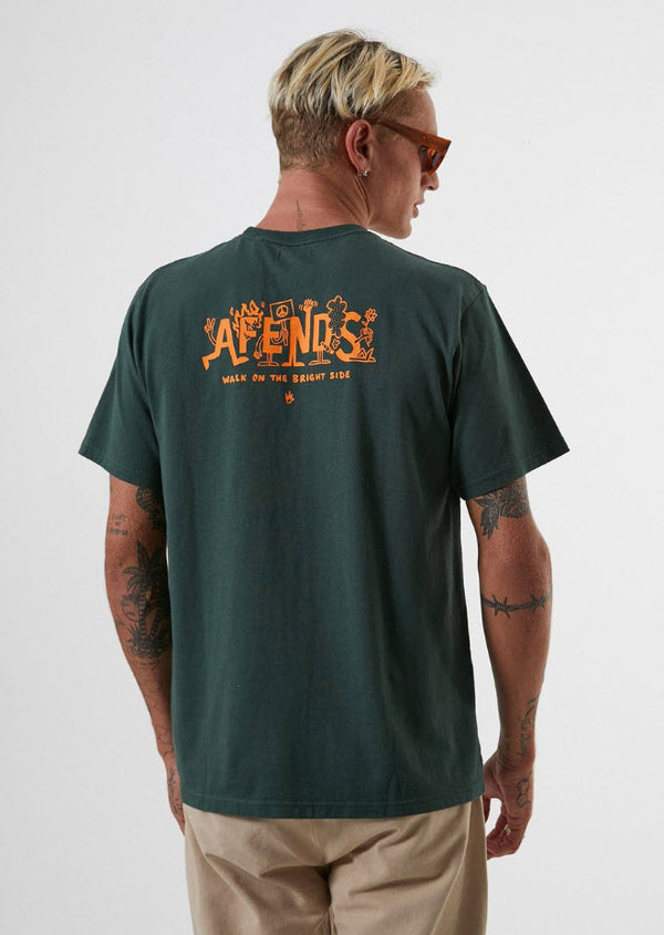Afends Men's Bright Side Retro Fit Tee Forest M191010 Famous Rock Shop Newcastle, 2300 NSW. Australia. 1