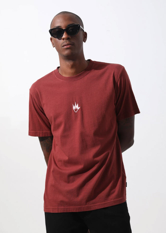 Afends Men's Flame Logo Retro Fit Tee Rojo M194013 Famous Rock Shop Newcastle, 2300 NSW. Australia. 1