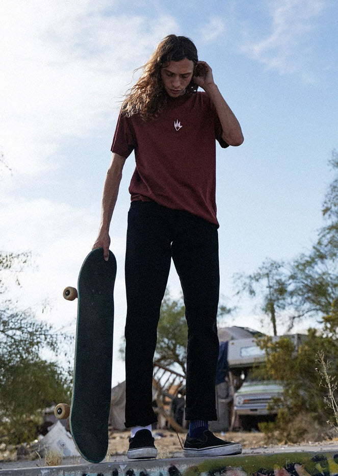 Afends Men's Flame Logo Retro Fit Tee Rojo M194013 Famous Rock Shop Newcastle, 2300 NSW. Australia. 5