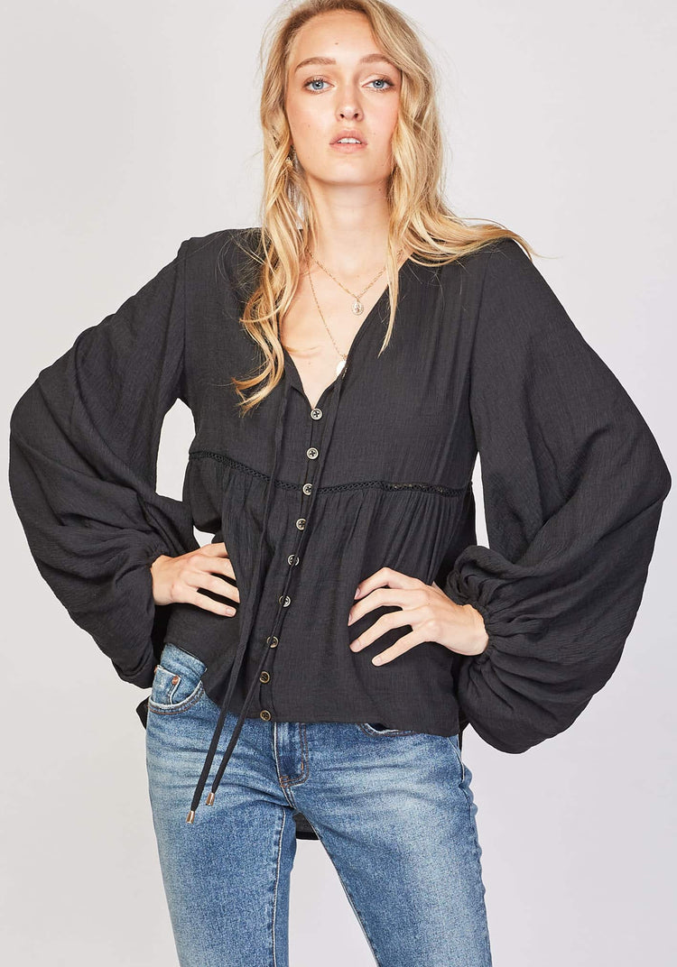 Three of Something Black Barrymore Blouse