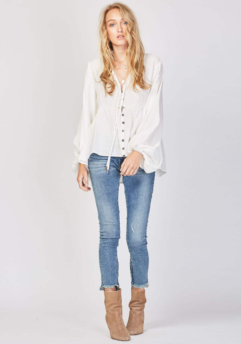 Three of Something White Barrymore Blouse
