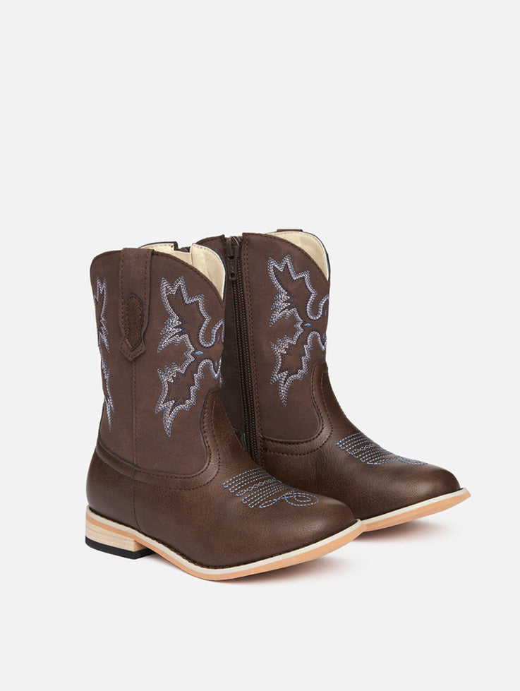Baxter Infants Western Boots Dark Brown