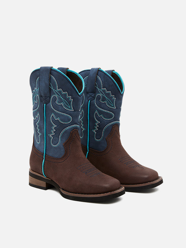 Baxter Youth Western Boots Navy Blue Brown