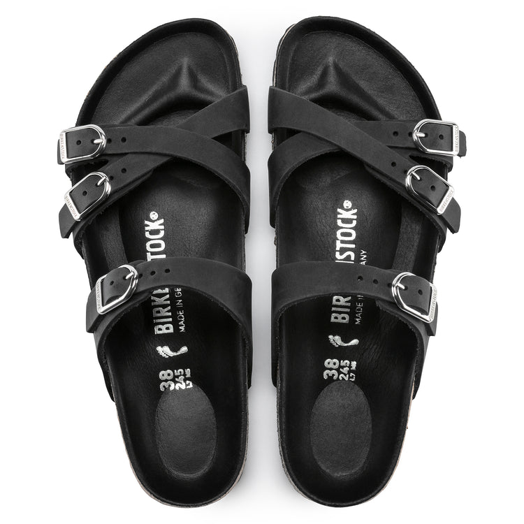 Birkenstock Franca Black Oiled Leather Sandals