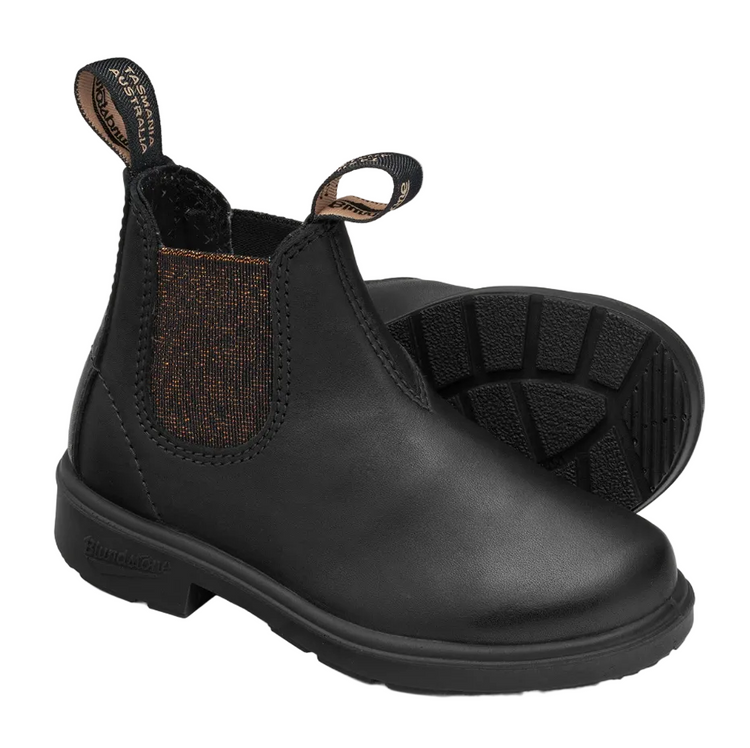 Blundstone 1992 Kids Black Bronze Glitter Leather Chelsea Boots