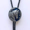 Bolo Tie  Blue Enamel Western Horse Head Oval  Wedding Leather Necklace