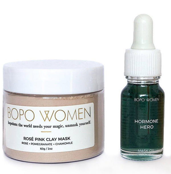 Bopo Women Hormone Hero Mask Duo Rose Pink Clay Mask + Oil