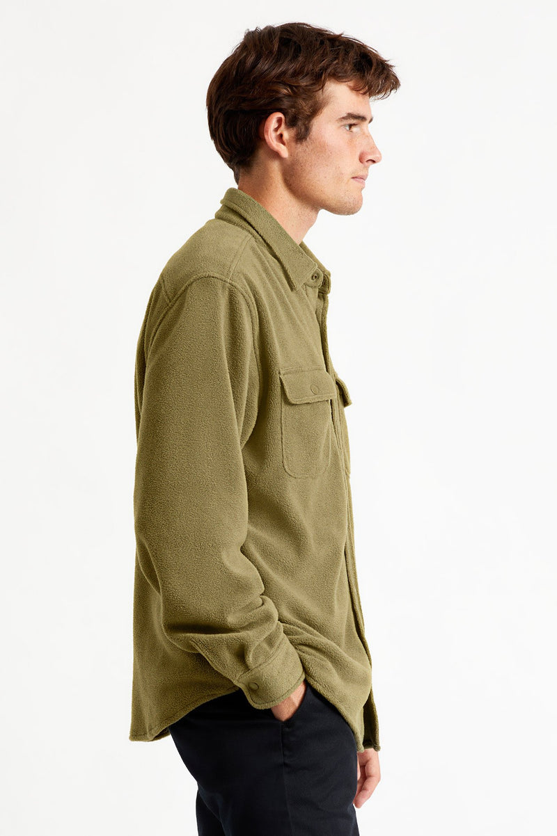 Brixton Bowery Fleece Long Sleeve Flannel 01221 Military Olive