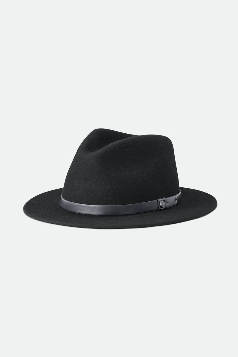 Brixton Unisex Messer Fedora 10763 Black with Black Band Hat