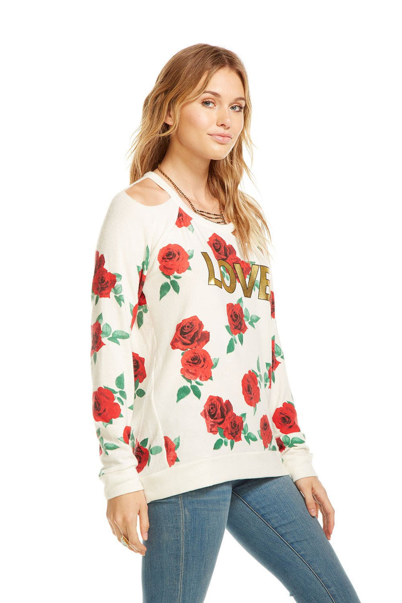 Rock out in this deconstructed love knit long sleeve. We are loving the cut out back and shoulder.¾¾ Fabric Content: KNIT 49% POLYESTER 46% RAYON 5% SPANDEX Imported Style: CW6762CP-CHA2330-CRM Famous Rock Shop Newcastle NSW Australia