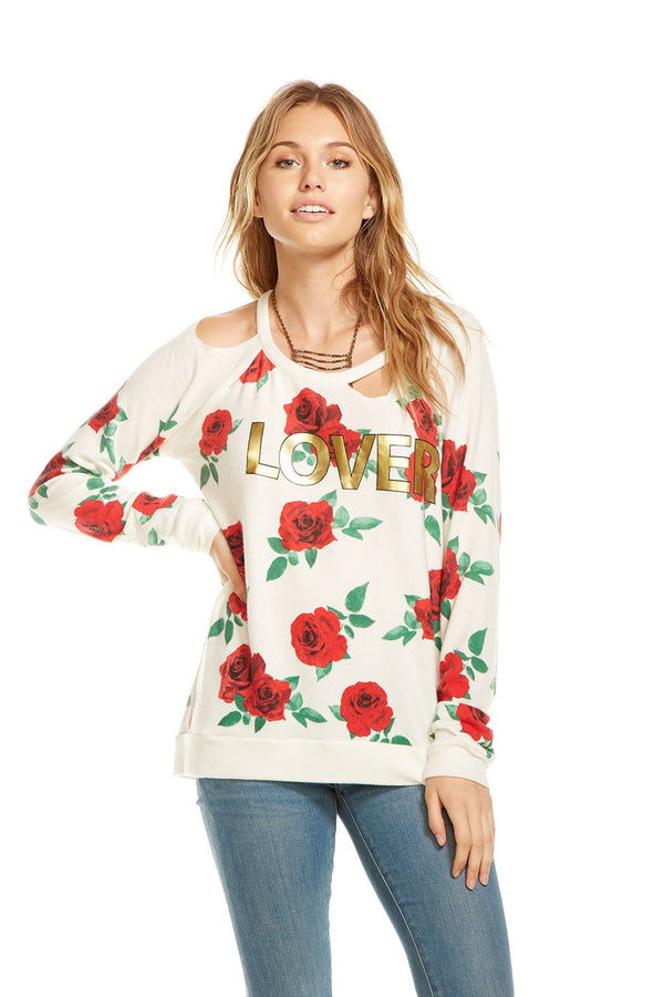 Rock out in this deconstructed love knit long sleeve. We are loving the cut out back and shoulder.¾¾ Fabric Content: KNIT 49% POLYESTER 46% RAYON 5% SPANDEX Imported Style: CW6762CP-CHA2330-CRM Famous Rock Shop Newcastle NSW Australia