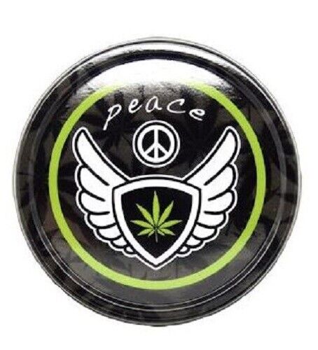 Circle Print Metal Tin Round 8cm Peace