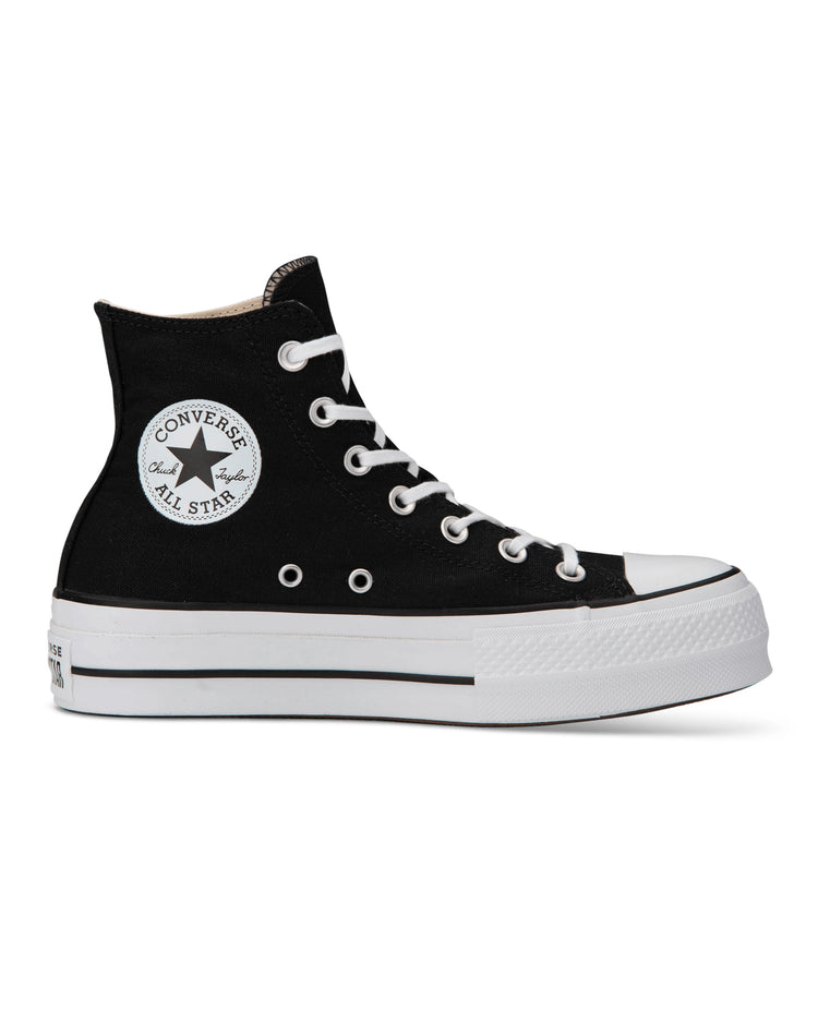 A pair of Converse Chuck Taylor All Star Lift high-top sneakers in black with white laces and sole.