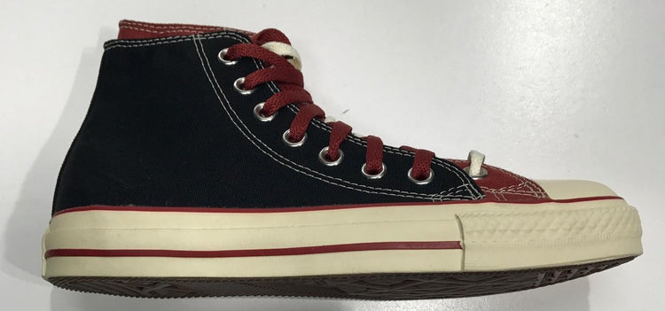A black and red Converse CT Double Upper HI sneaker with a white sole.