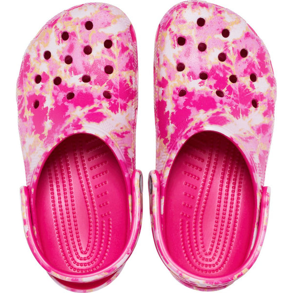 Crocs Unisex Classic Bleach Tye-Dye Clog Candy Pink