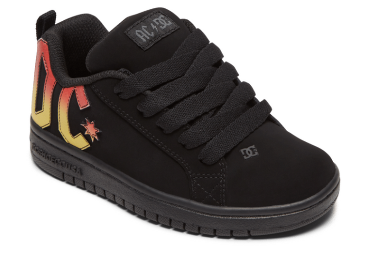 DC Court Graffik ACDC Black Black Orange Youth Sneaker – Famous