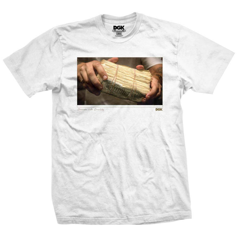 DGK White Stack T-shirt (Dreams into reality) Famous Rock Shop Newcastle 2300 NSW Australia
