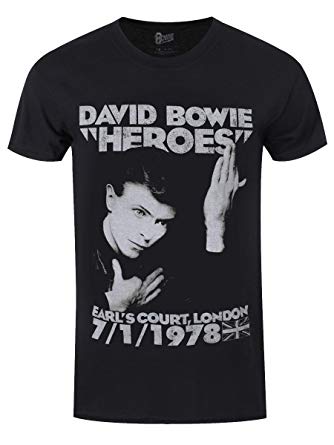 David Bowie Heroes Black T-Shirt Famous Rock Shop  Newcastle 2300 NSW Australia 