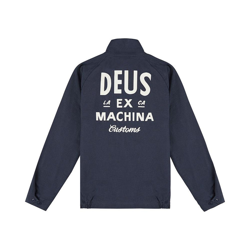 Deus Richie Harrington Jacket Navy DMP86073 Description The Richie Harrington Jacket is a part of the Deus Ex Machina Autumn 2018 Mens Collection. This regular fit jacket features plastisol chest and back prints, contrast taping detail along zip closure and jet pockets, with 100% cotton ottoman fabrication and a garmen Famous Rock Shop Newcastle 2300 NSW Australia 1
