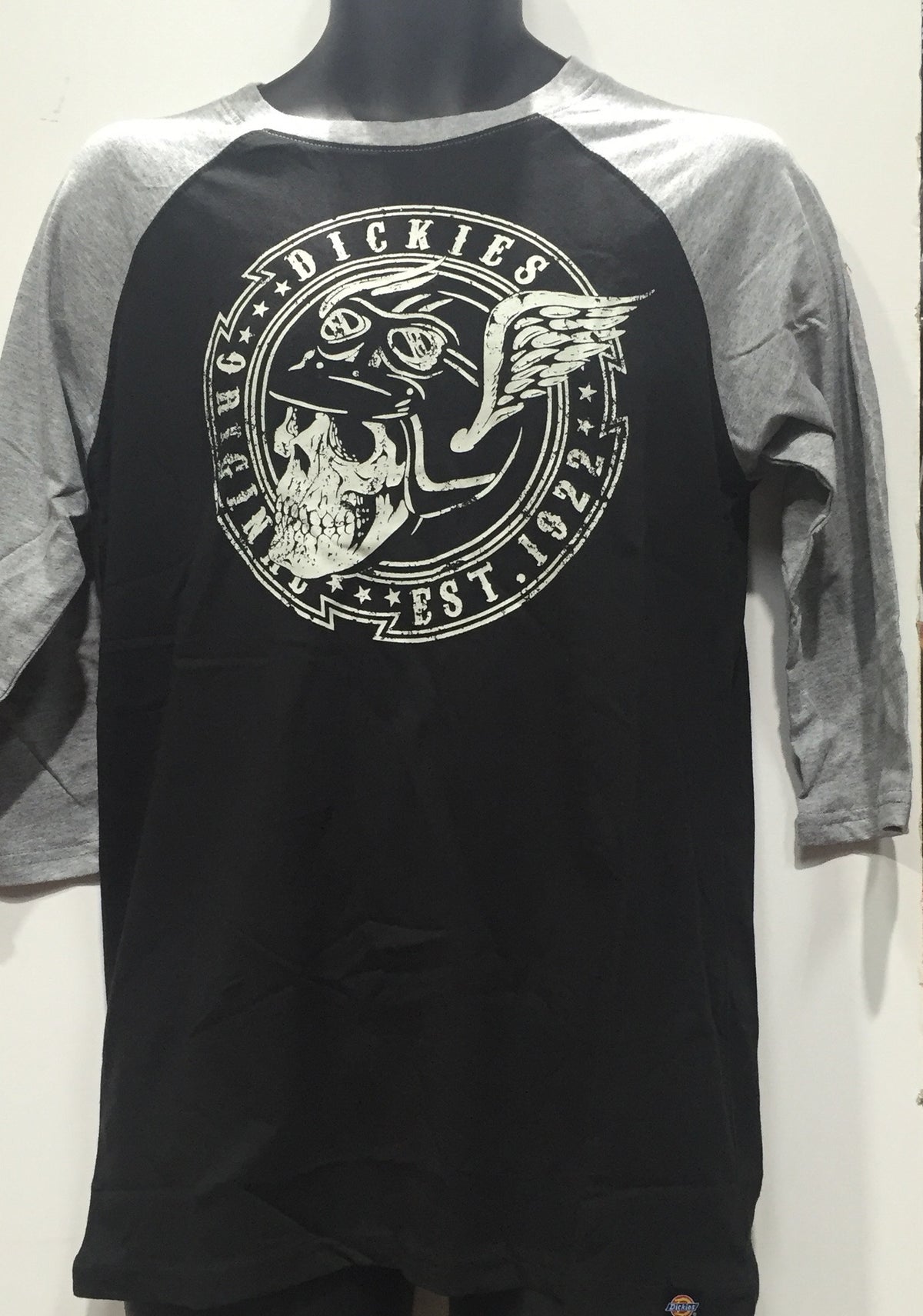 Dickies Death Head 3/4 Sleeve Raglan Black/Grey Marle K3130304