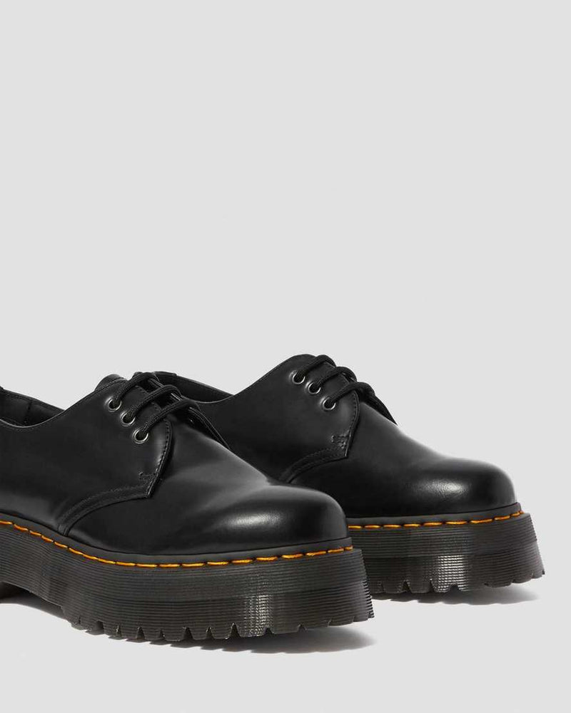 Dr Martens 1461 Quad  Black Polished Smooth Platform Shoes 25567001