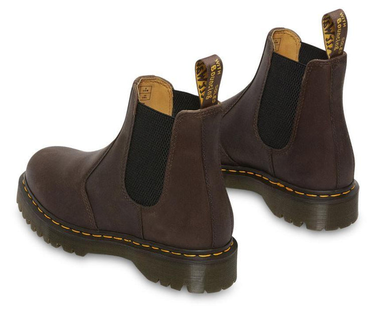 Dr Martens 2976 BEX Crazy Horse Brown Boots with elastic side gore and chunky sole.