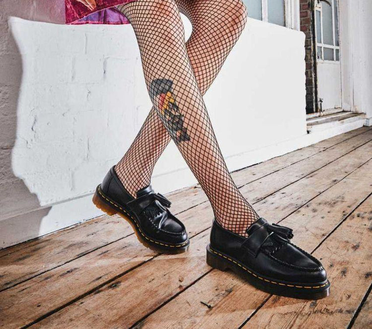 Dr Martens Adrian YS Loafer Black Smooth Leather featuring a tassel and kiltie fringe with the iconic AirWair sole.