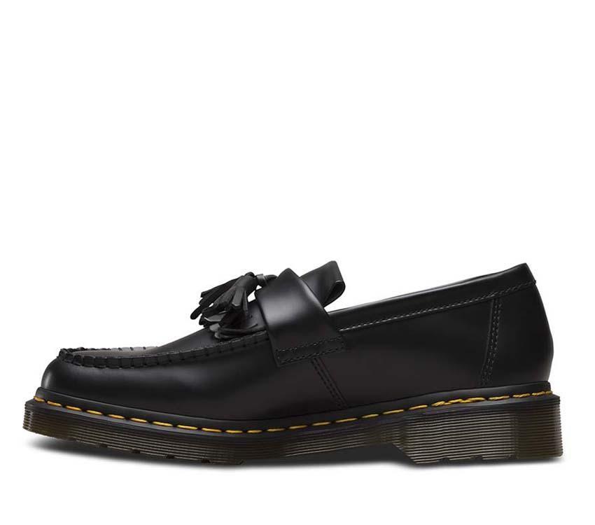 Dr Martens Adrian YS Loafer Black Smooth Leather featuring a tassel and kiltie fringe with the iconic AirWair sole.