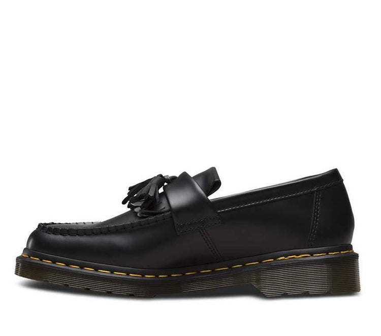 Dr Martens Adrian YS Loafer Black Smooth Leather featuring a tassel and kiltie fringe with the iconic AirWair sole.
