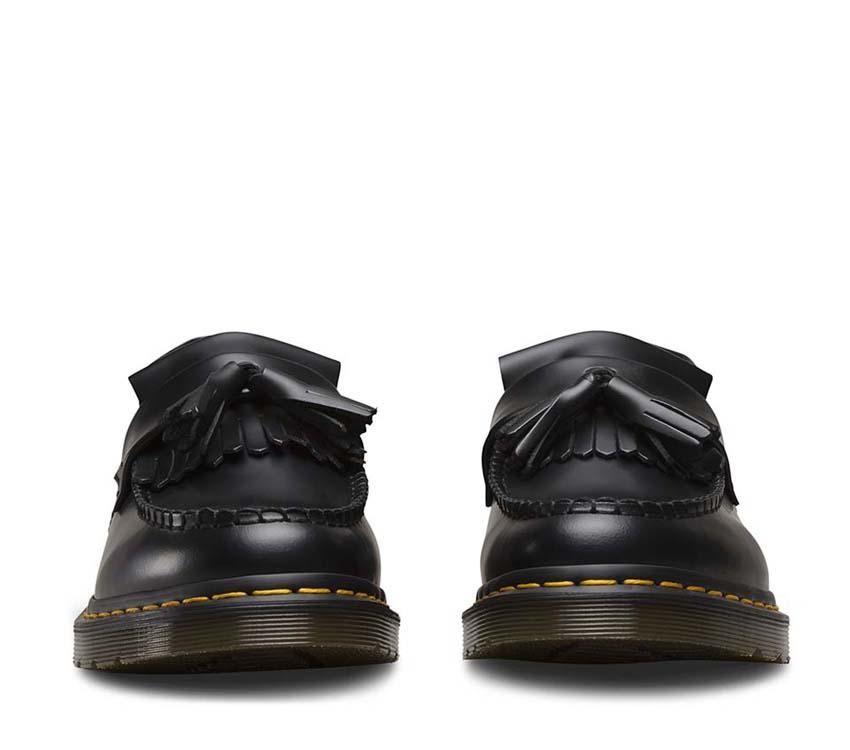 Dr Martens Adrian YS Loafer Black Smooth Leather featuring a tassel and kiltie fringe with the iconic AirWair sole.