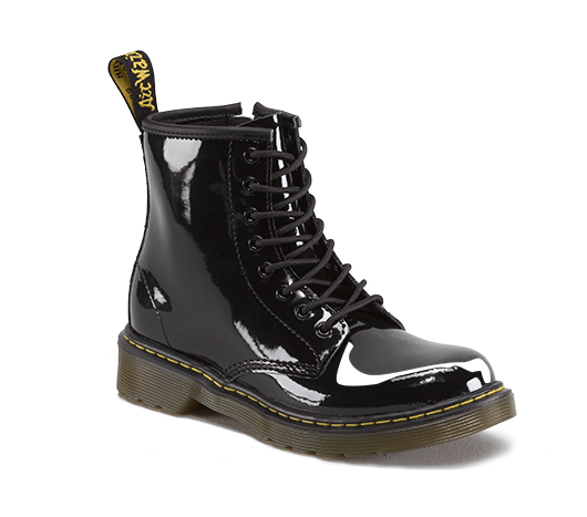 Dr Martens Youth Delaney Black Patent Leather Boot Youth