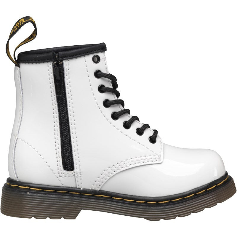 Dr Martens Infants Brooklee White Patent Lamper Boots 15373100