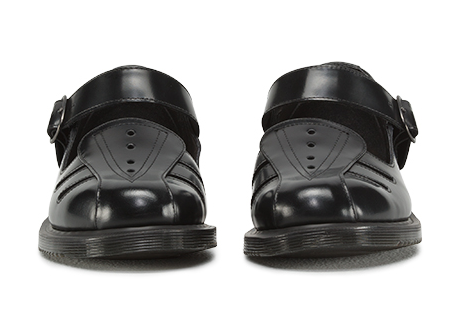 Dr Martens Deardra Polished Smooth Black Leather Sandals