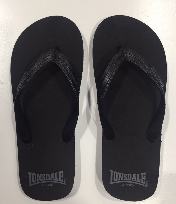 A pair of Lonsdale London Soho Black men's thongs in color black.