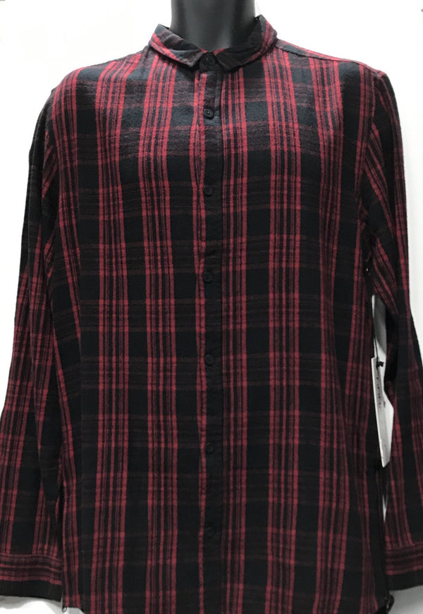 Central Plaid Long Sleeve Shirt Red / Black