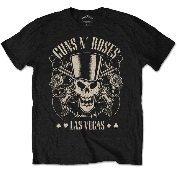 GUNS N' ROSES TOP HAT, SKULL & PISTOLS LAS VEGAS UNISEX T-SHIRT