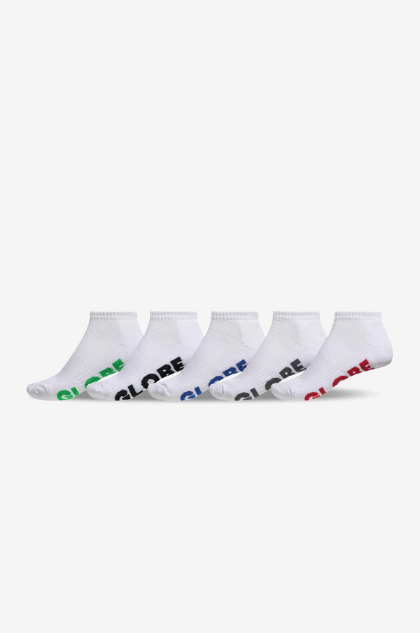 Globe Stealth Sport White Ankle Socks 5 Pack