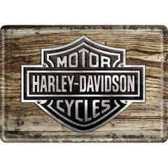 Harley Davidson Wood Logo Metal Card Famousrockshop