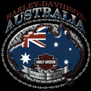 Harley Davidson 'Aussie Live to Ride' T-Shirt Famous Rock Shop Newcastle 2300 NSW Australia