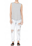 Betty Basics Capri Tank White/ Black Stripes