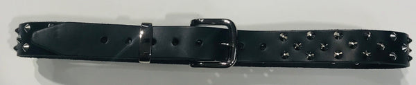 Leather Belt with Silver Brush Buckle Black Stud Made in Australia Famous Rock Shop Newcastle 2300 NSW Australia