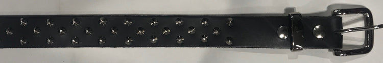 Leather Belt with Silver Brush Buckle Black Stud Made in Australia Famous Rock Shop Newcastle 2300 NSW Australia 
