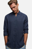 Industrie The Tennyson Linen Long Sleeve Shirt Od Navy