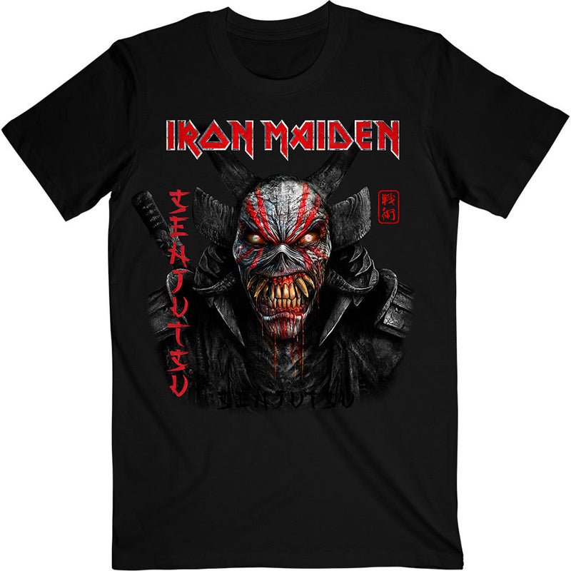 Iron Maiden Senjutsu Black Cover Vertical Logo Unisex Tee